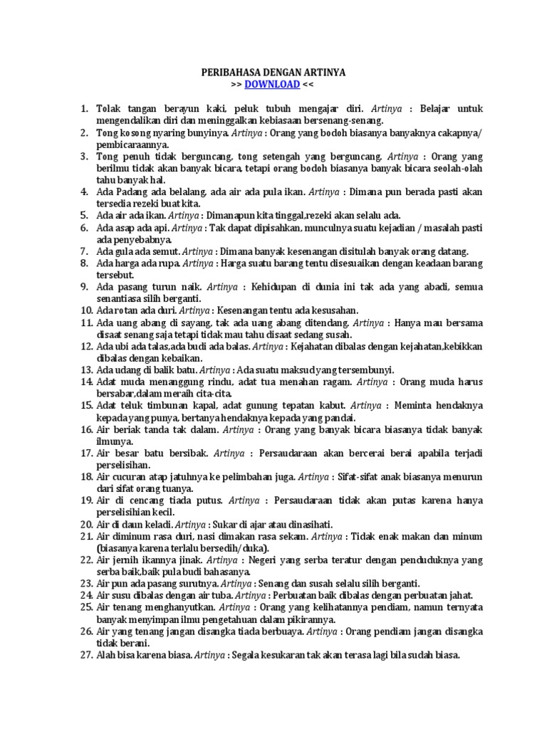 200 Peribahasa Dengan Artinya Pdf