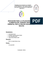 Educación para La Utilización de Los Alimentos Del Subsidio Universal Prenatal Por La Vida en Cochabamba-Bolivia