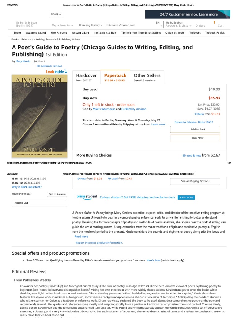 A Poet S Guide To Poetry Chicago Guides To Writing Editing And