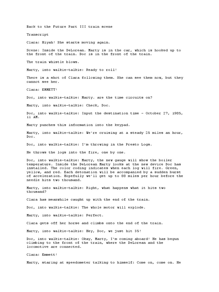 BTTF Part III Train Scene Transcript | PDF | Leisure | Nature