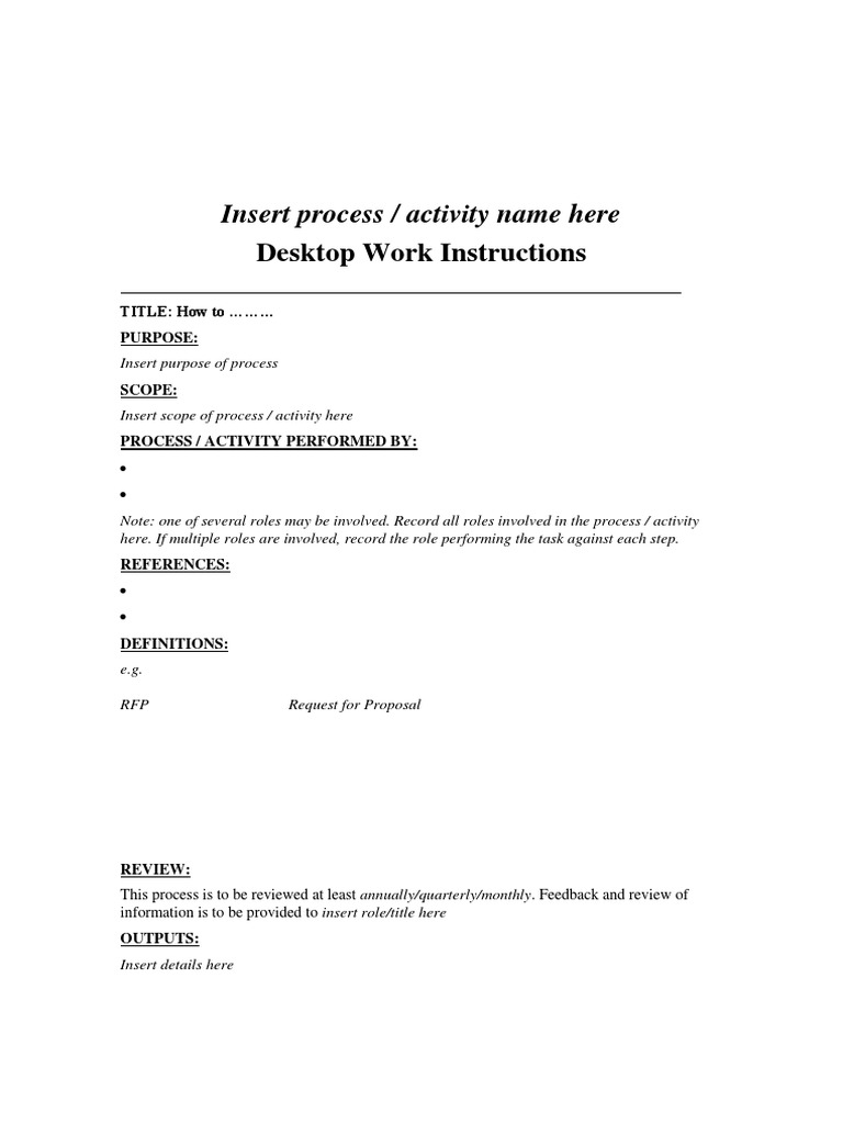 Desktop Work Instructions Template | PDF