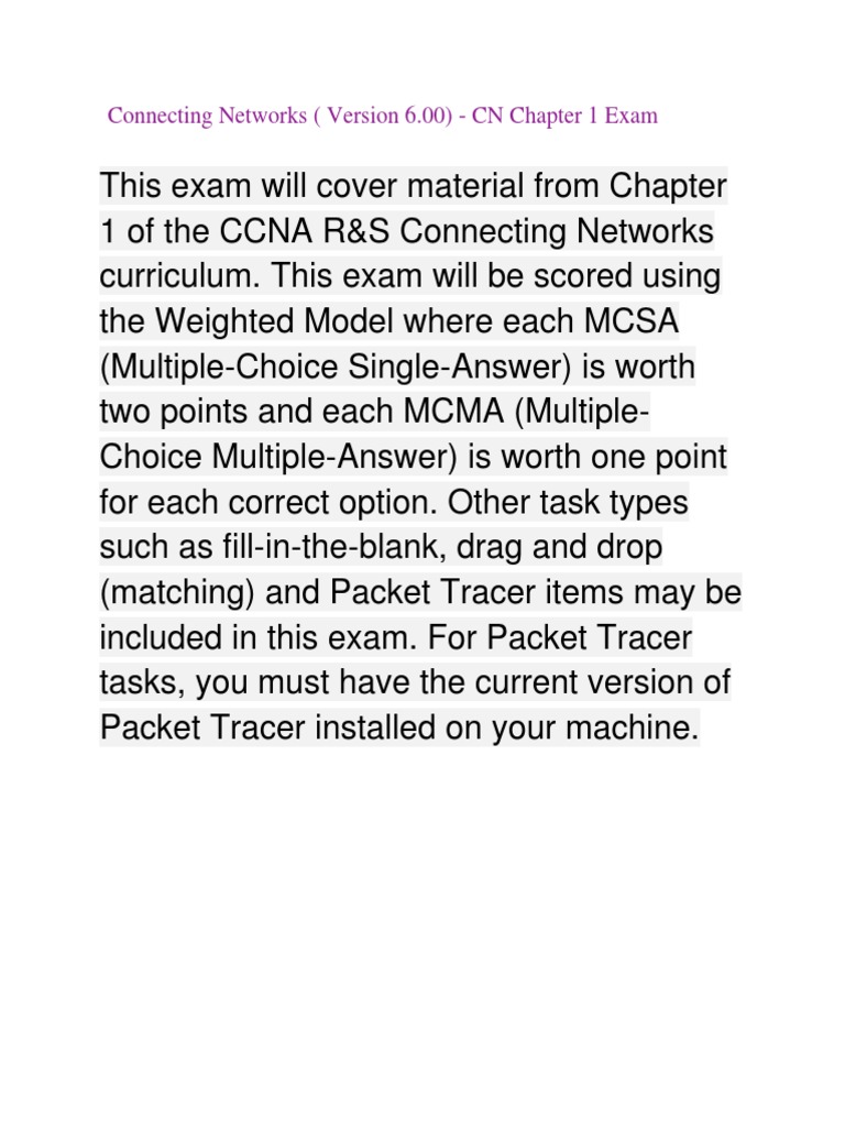 CN Chapter 1 Exam Overview | PDF