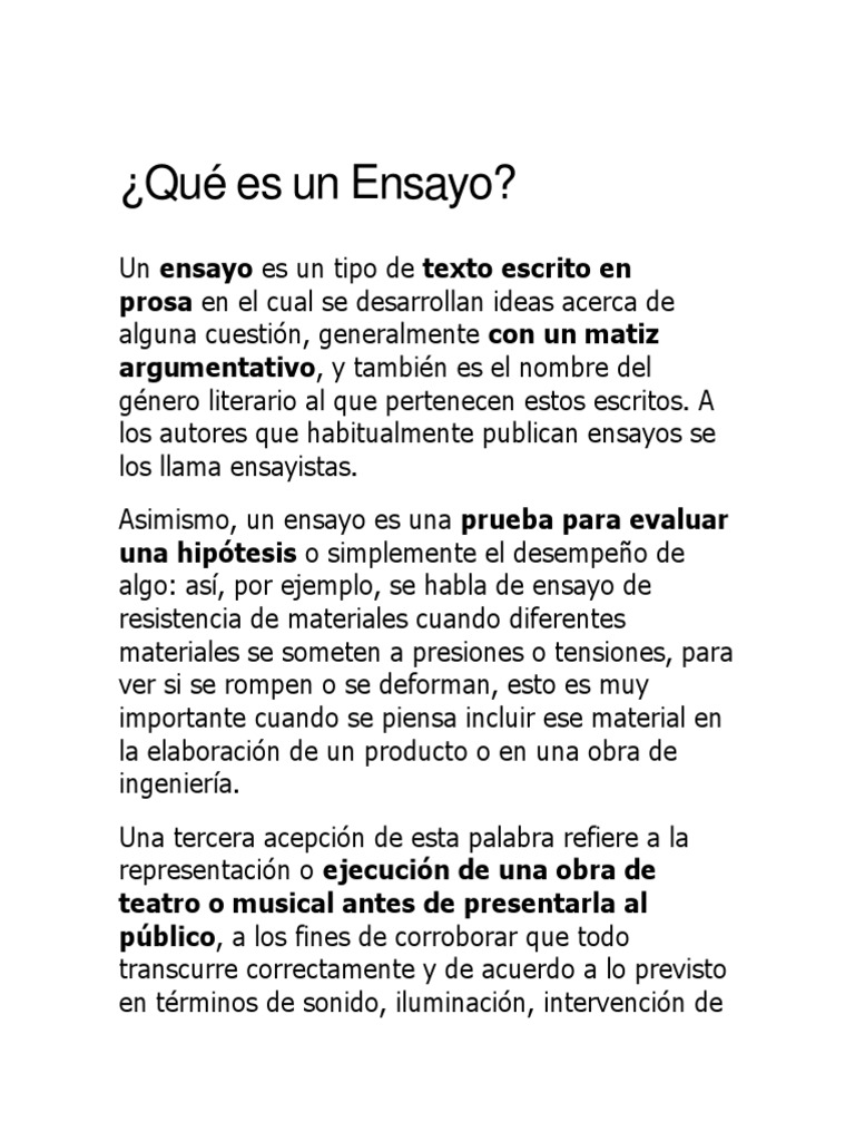 ¿Qué es un Ensayo? prosa en el cual se desarrollan ideas