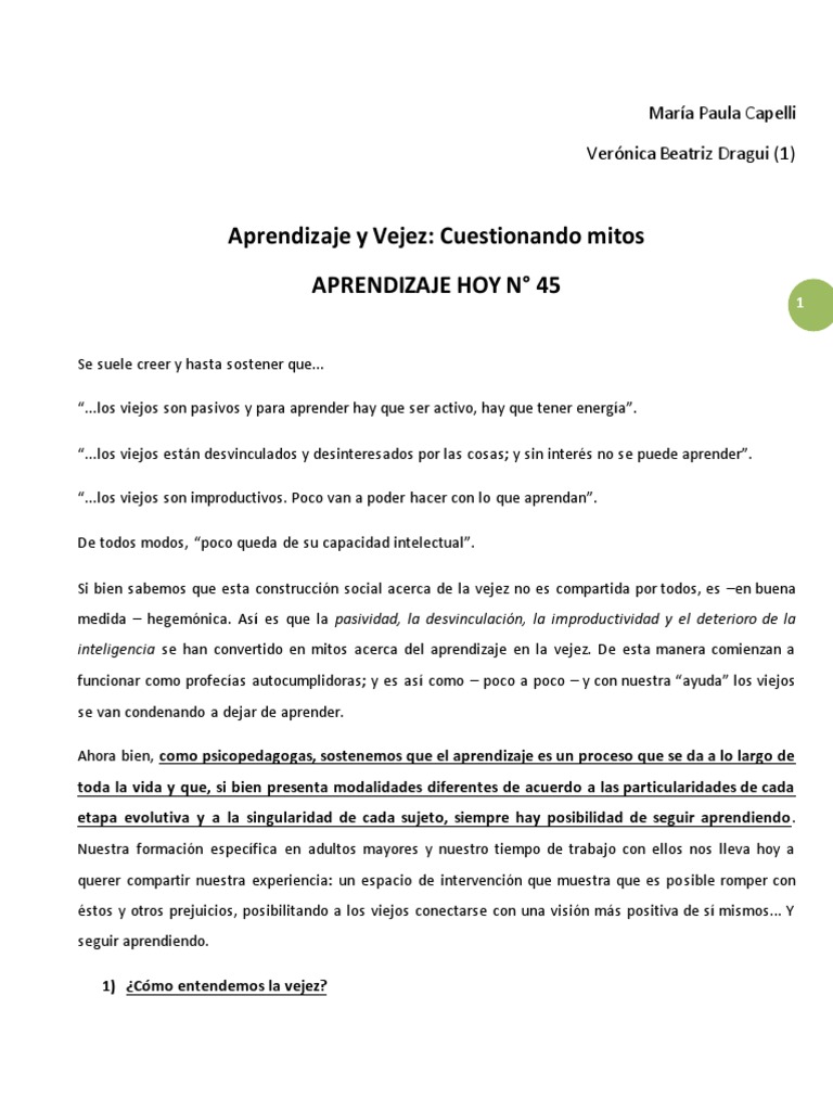 Aprendizaje Activo en la Vejez: Mitos y Realidades | PDF | Vejez | Adultos