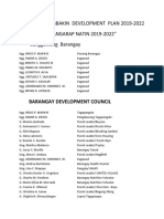 Barangay Tagbakin Development Plan 2019-2022 "PANGARAP NATIN 2019-2022" Sangguniang Barangay