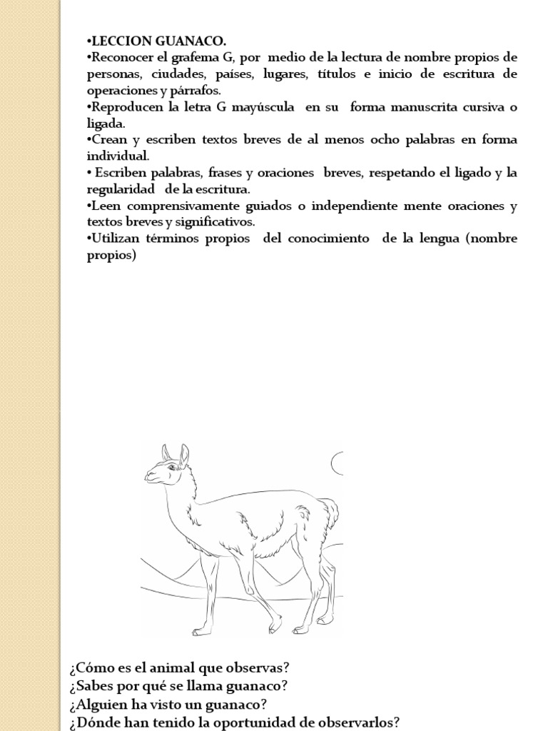 Características del Guanaco para Niños | PDF