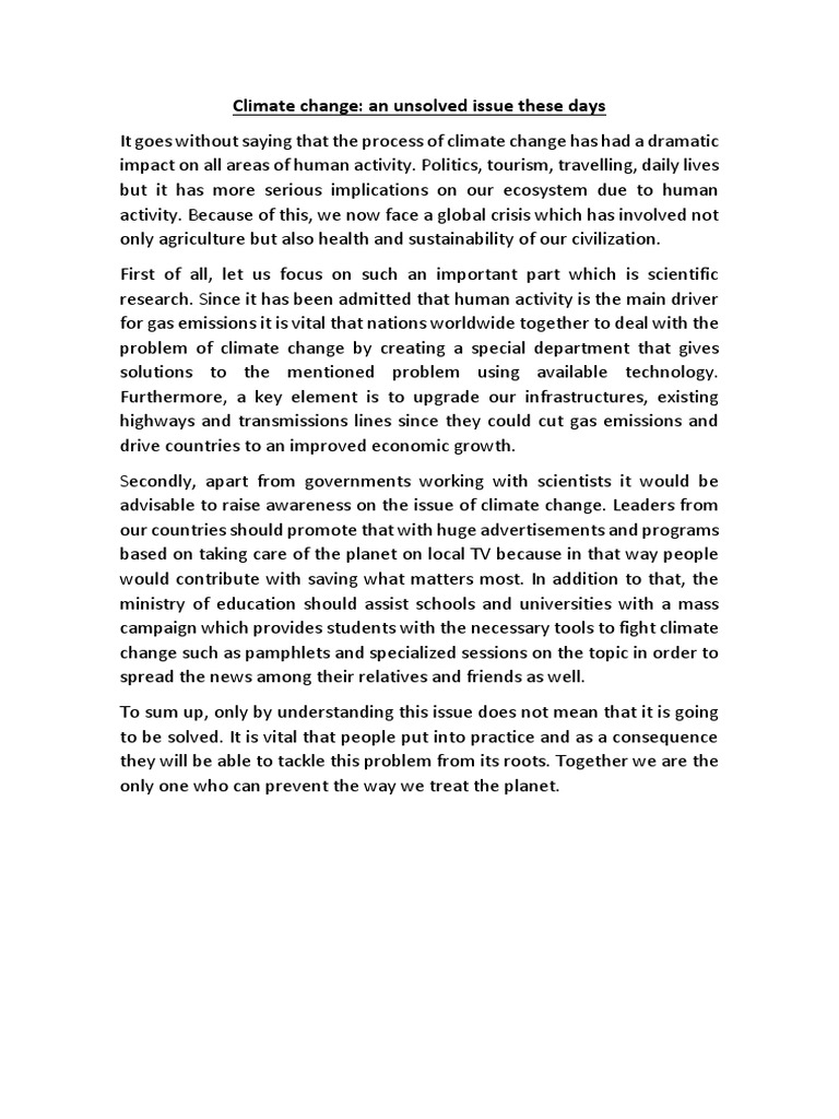 Addressing Climate Change Solutions | PDF