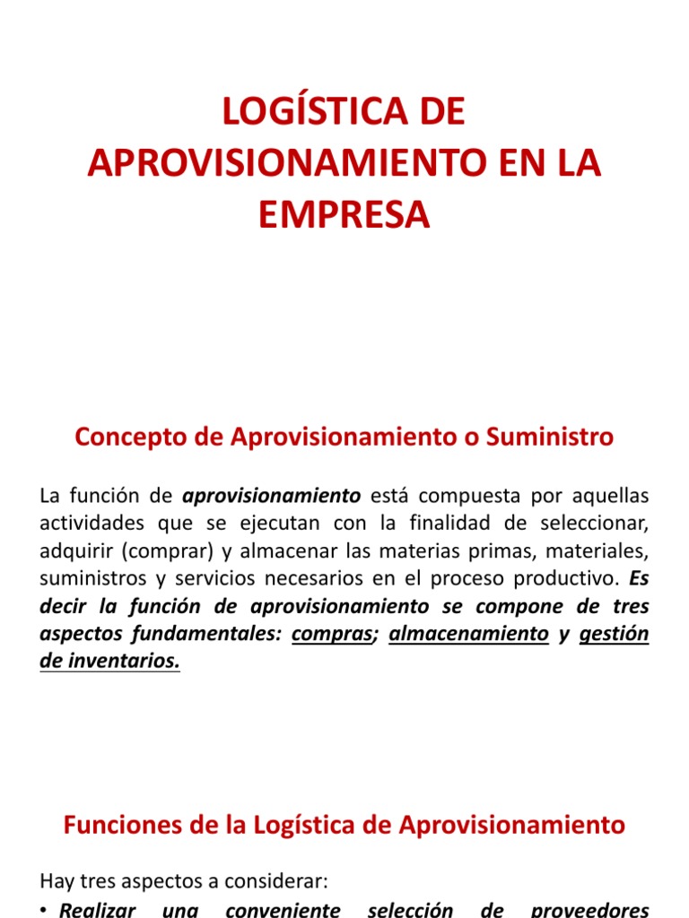 Logística de Aprovisionamiento Empresarial | PDF | Obtención | Logística