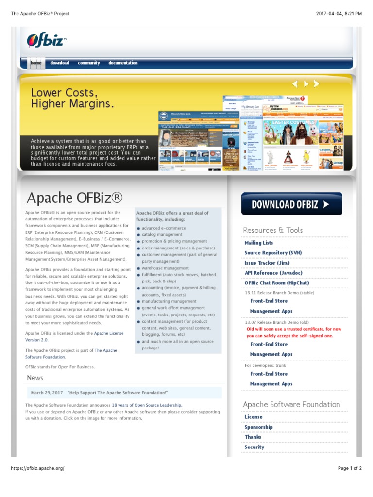 The Apache OFBiz Project | PDF | Enterprise Resource Planning | Digital ...