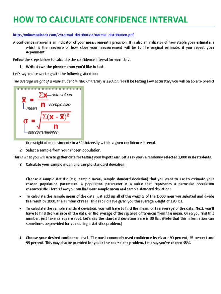 How To Calculate Confidence Interval PDF Confidence Interval