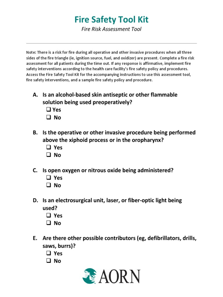 AORN FIRE RISK ASSESSMENT TOOL