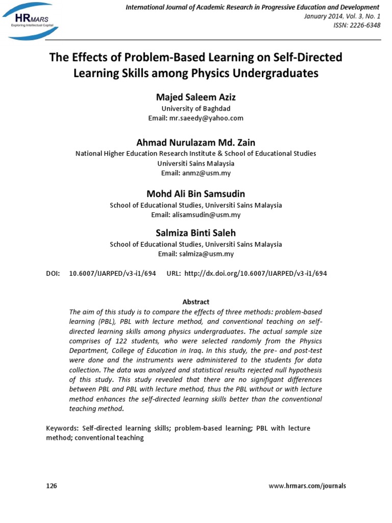 Effects of PBL on Physics Students' Learning | PDF | Teaching Method ...