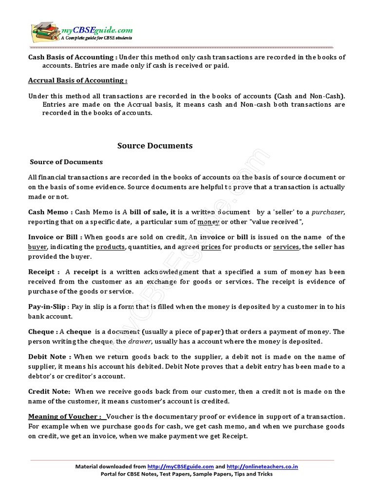 Accounting Methods and Source Documents | PDF