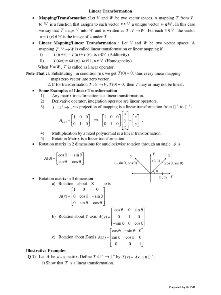 Linear Transformation | PDF | Vector Space | Matrix (Mathematics)