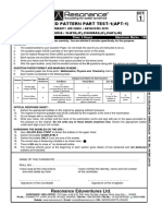 Advanced Pattern Part Test-1 (Apt-1) : Revision Plane-2