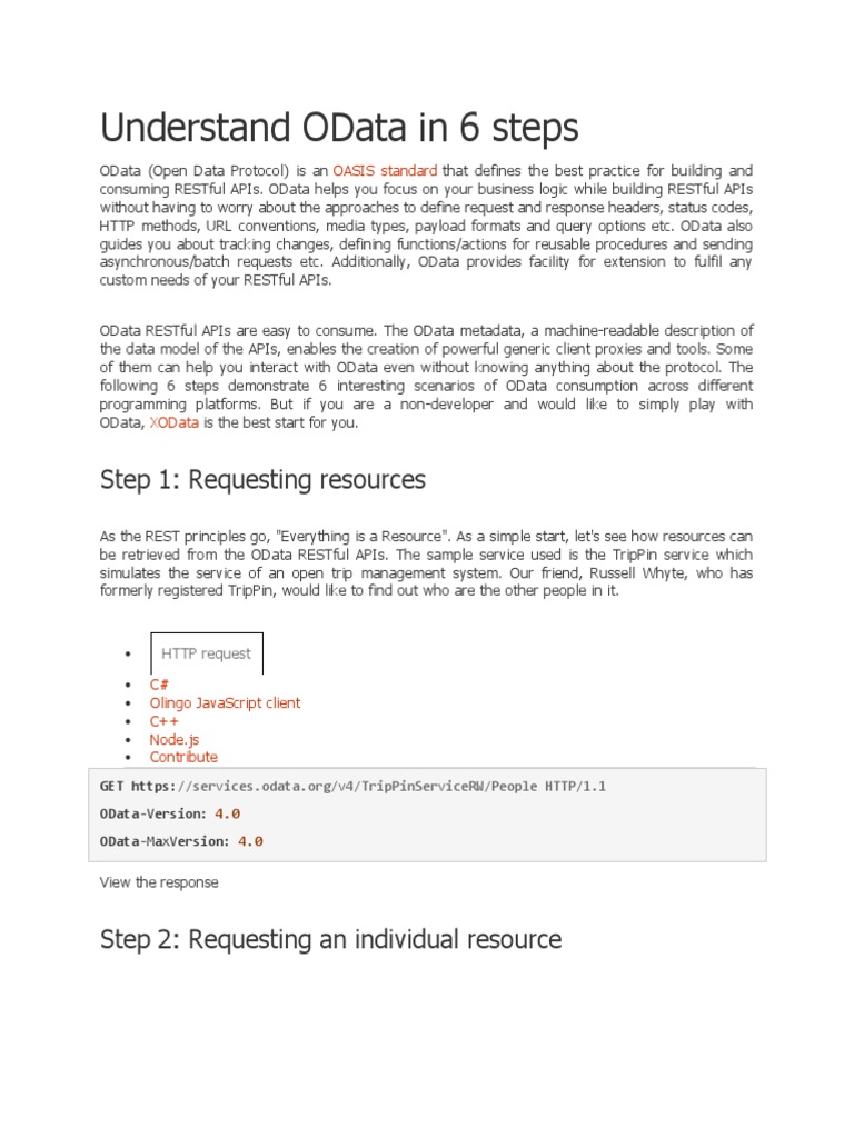 Understand Odata in 6 Steps: Step 1: Requesting Resources | PDF ...
