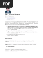 Mr. Irshan Memon: - Brief Job History