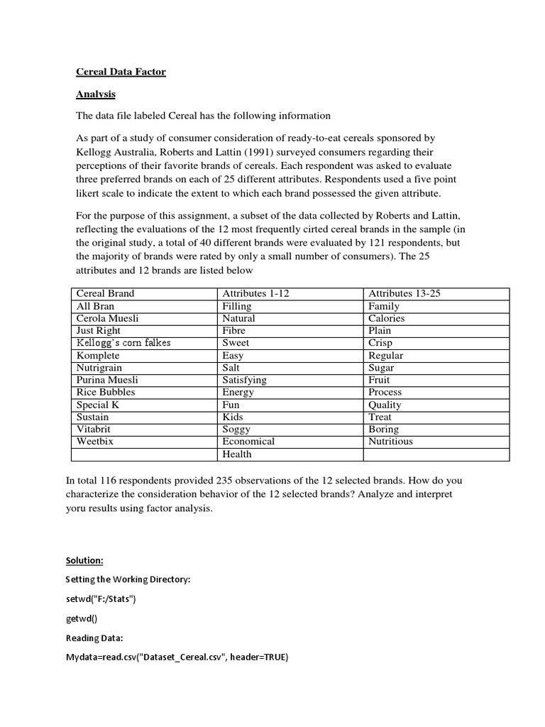 Cereal Brand Attribute Analysis | PDF | Nutrition | Diet & Nutrition