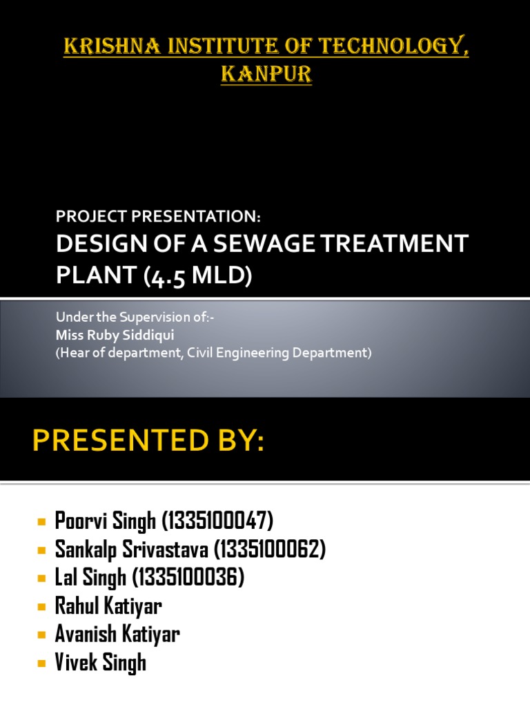 Design of 4.5 MLD Sewage Treatment Plant | PDF | Sewage Treatment ...