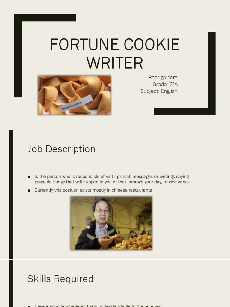 Fortune Cookie Writer Job Overview | PDF