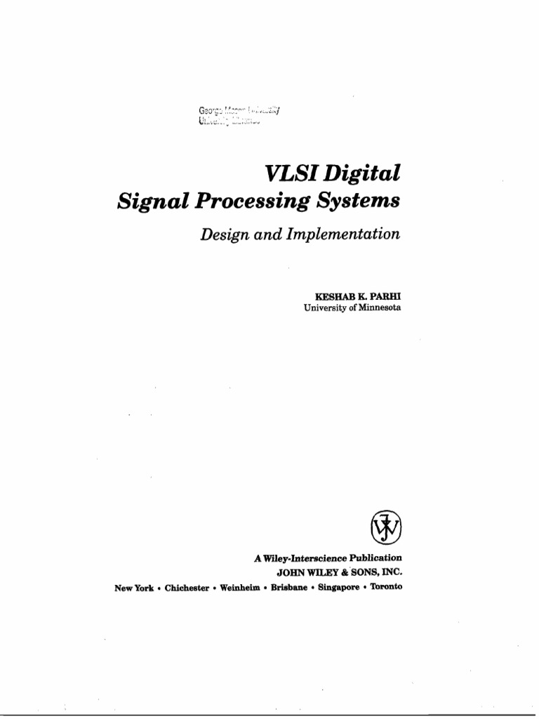 Keshab K. Parhi VLSI Digital Signal Processing Systems Design and