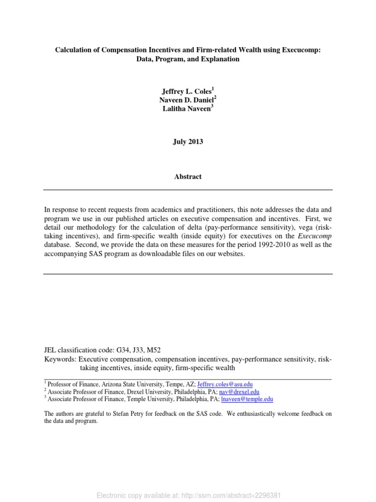 Execucomp Incentive Calculation Methodology | PDF | Greeks (Finance ...