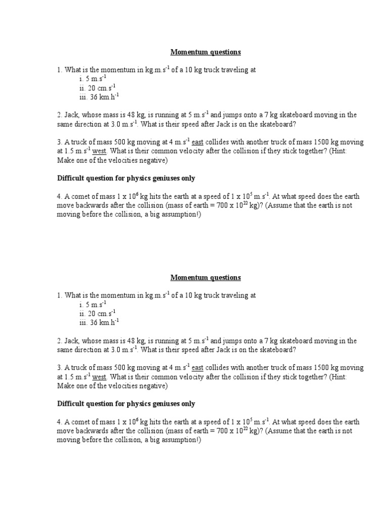 Momentum Questions | PDF