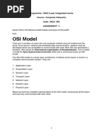 OSI Model: Programme: MCA 5 Year Integrated Course Course: Computer Networks Code: MCA - 301 Assignment - I