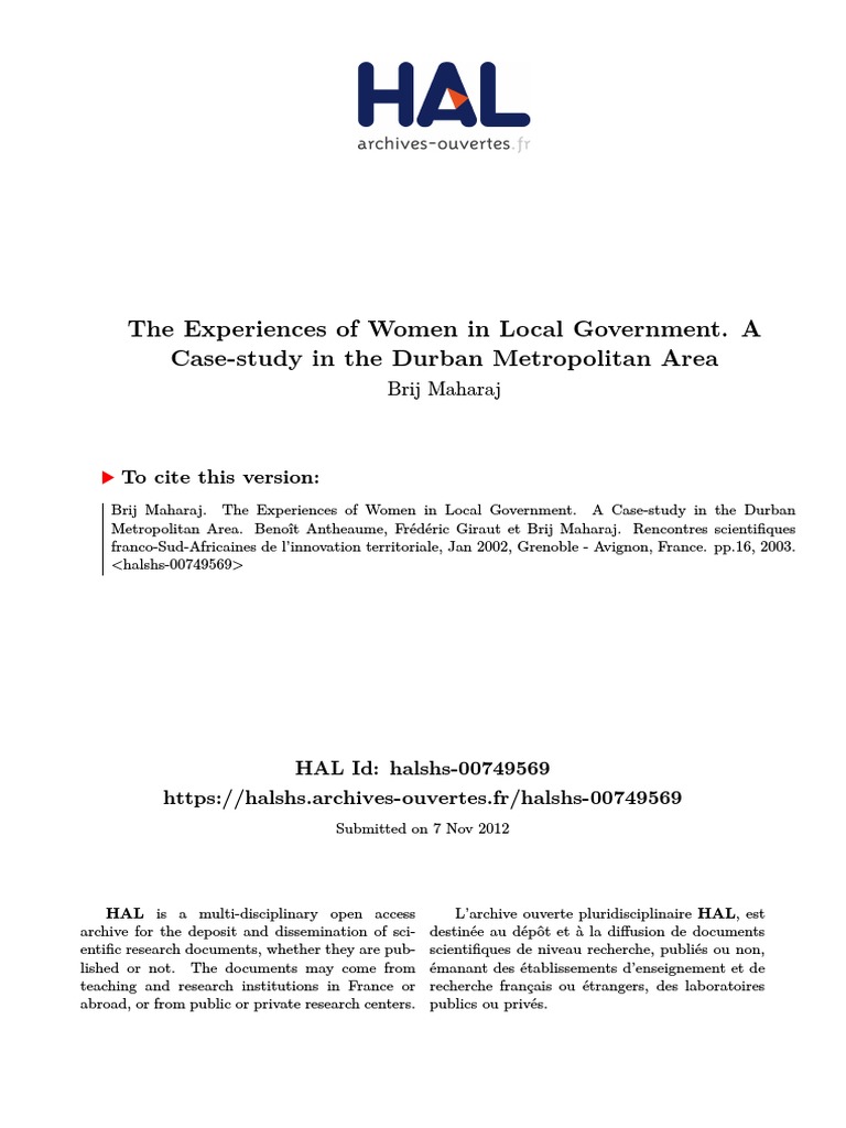 The Experiences of Women in Local Government. A Case-Study in The ...