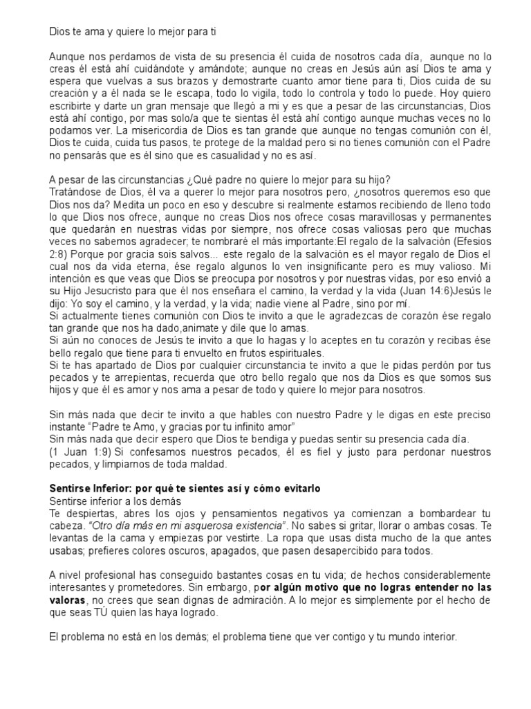 Dios Te Ama y Quiere Lo Mejor para Ti | PDF | Dios | eucaristía