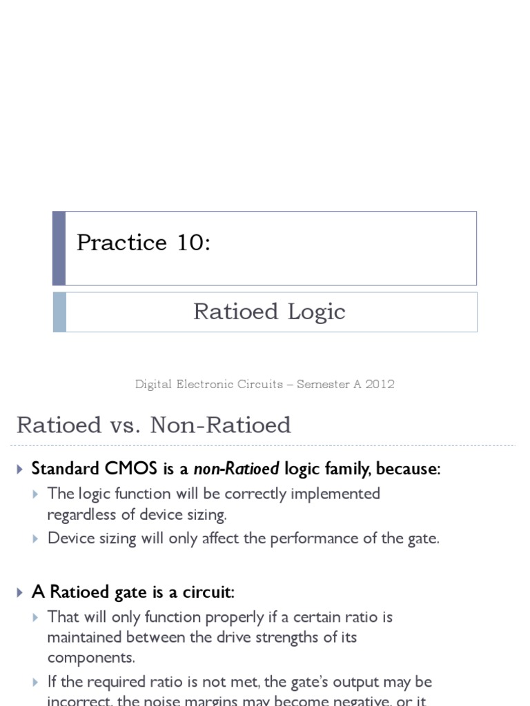 Understanding Ratioed Logic in VLSI | PDF | Logic Gate | Cmos