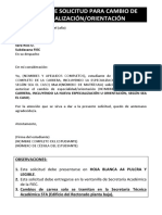 Modelo para Solicitar Cambio de Especializacion PDF