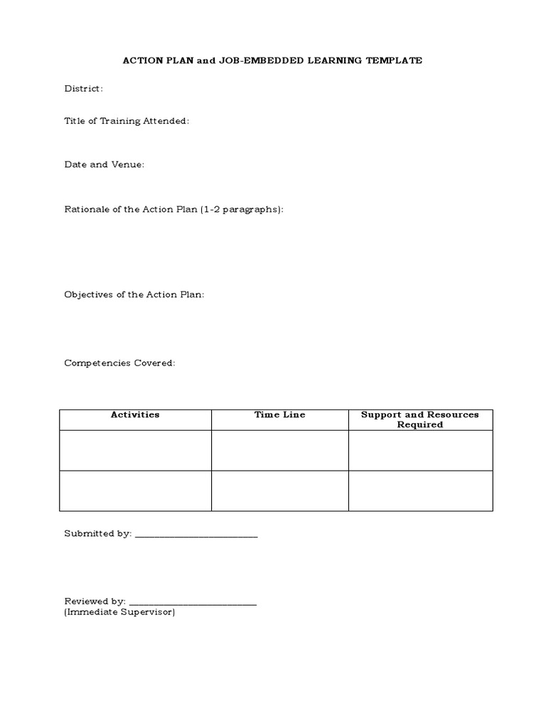 Action Plan and Job-Embedded Learning Template | PDF