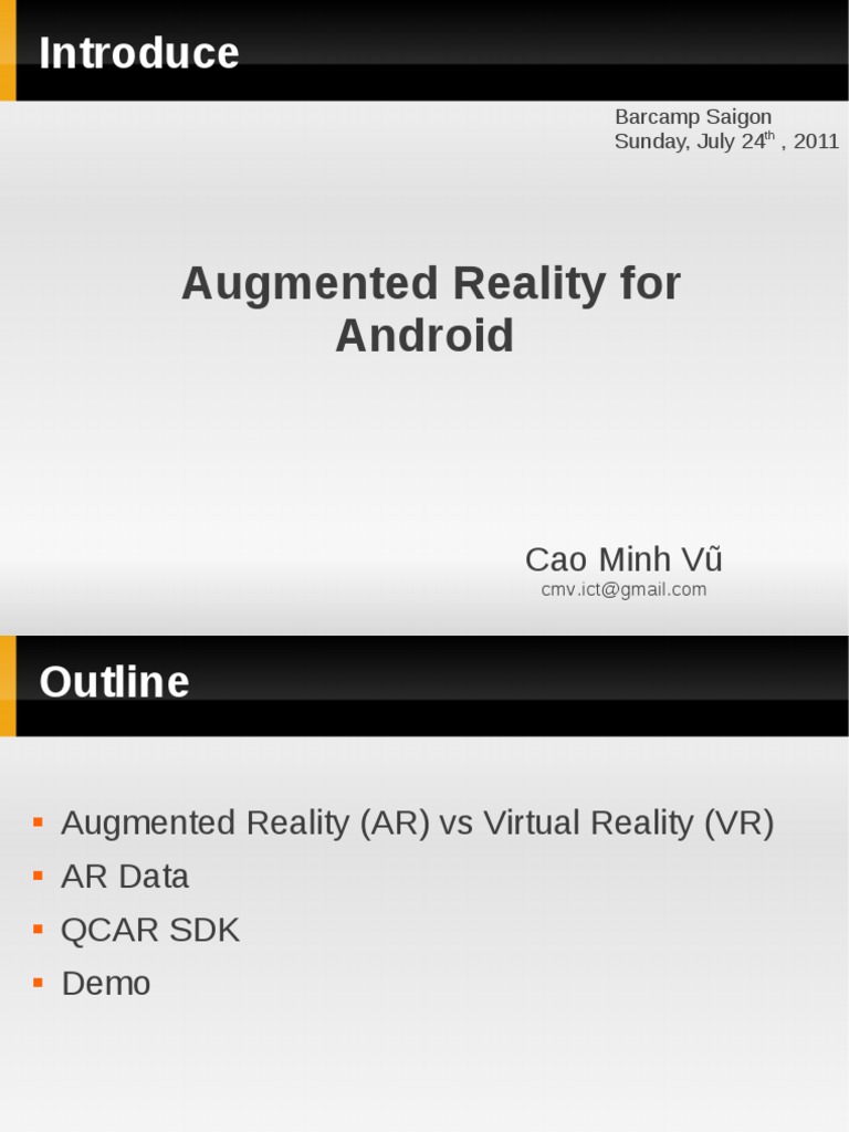 Introduce: Augmented Reality For Android | PDF | Augmented Reality ...
