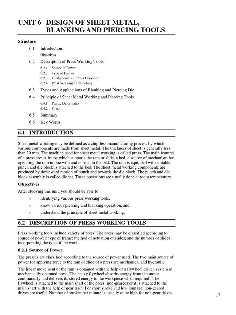 Sheet Metal Piercing Tool Design | PDF | Sheet Metal | Mechanical ...