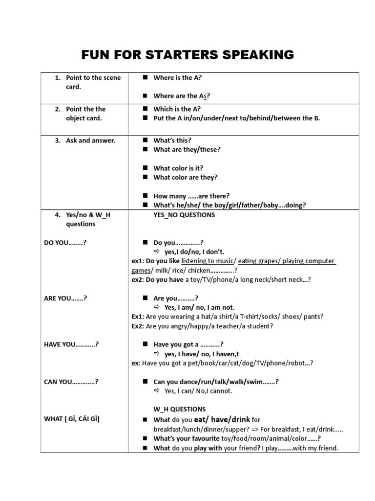 Speaking Practice for Grade 4 | PDF | Leisure
