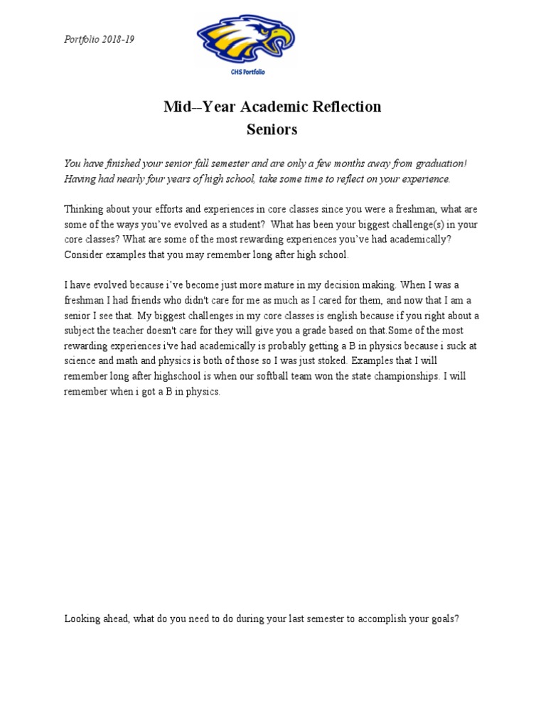 Mid - Year Academic Reflection | PDF