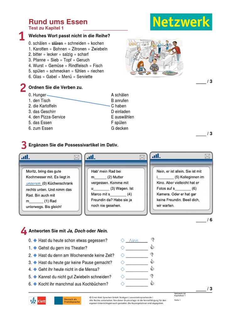 Netzwerk a2 kapiteltest 1 pdf