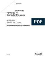 Payroll Deductions Formulas For Computer Programs: 92nd Edition Effective July 1, 2010