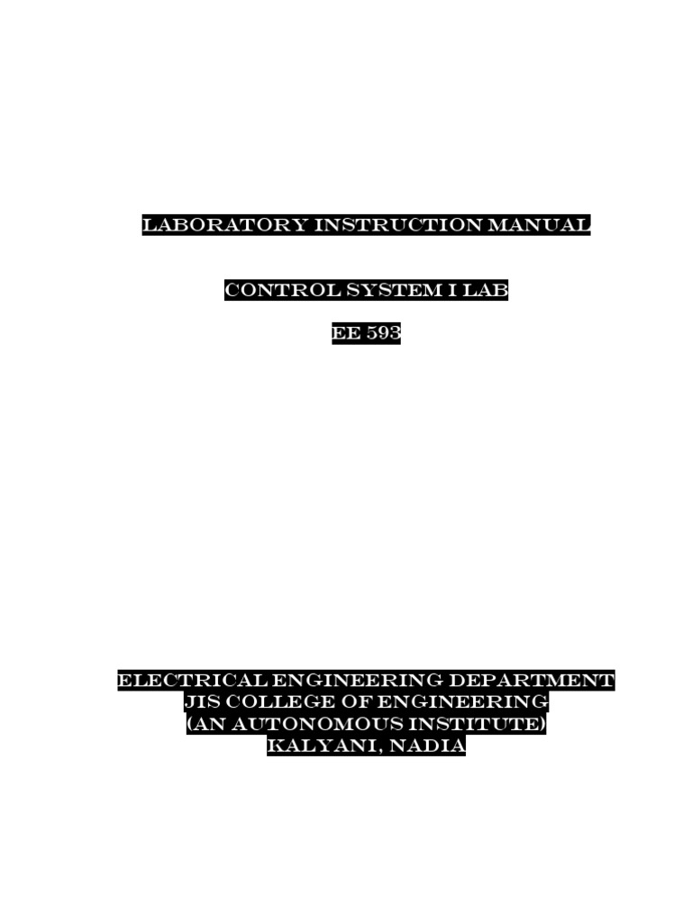 Laboratory Instruction Manual Control System I LAB EE 593 | PDF ...