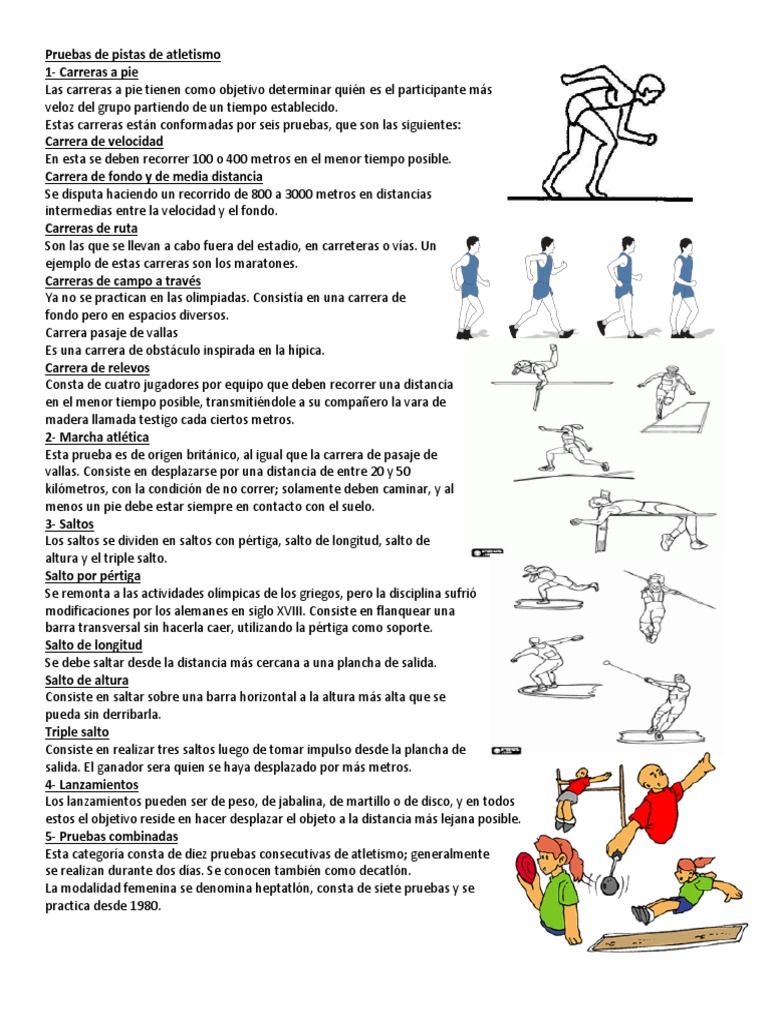 Pruebas de Atletismo en Pista y Campo | PDF | Deporte del atletismo ...