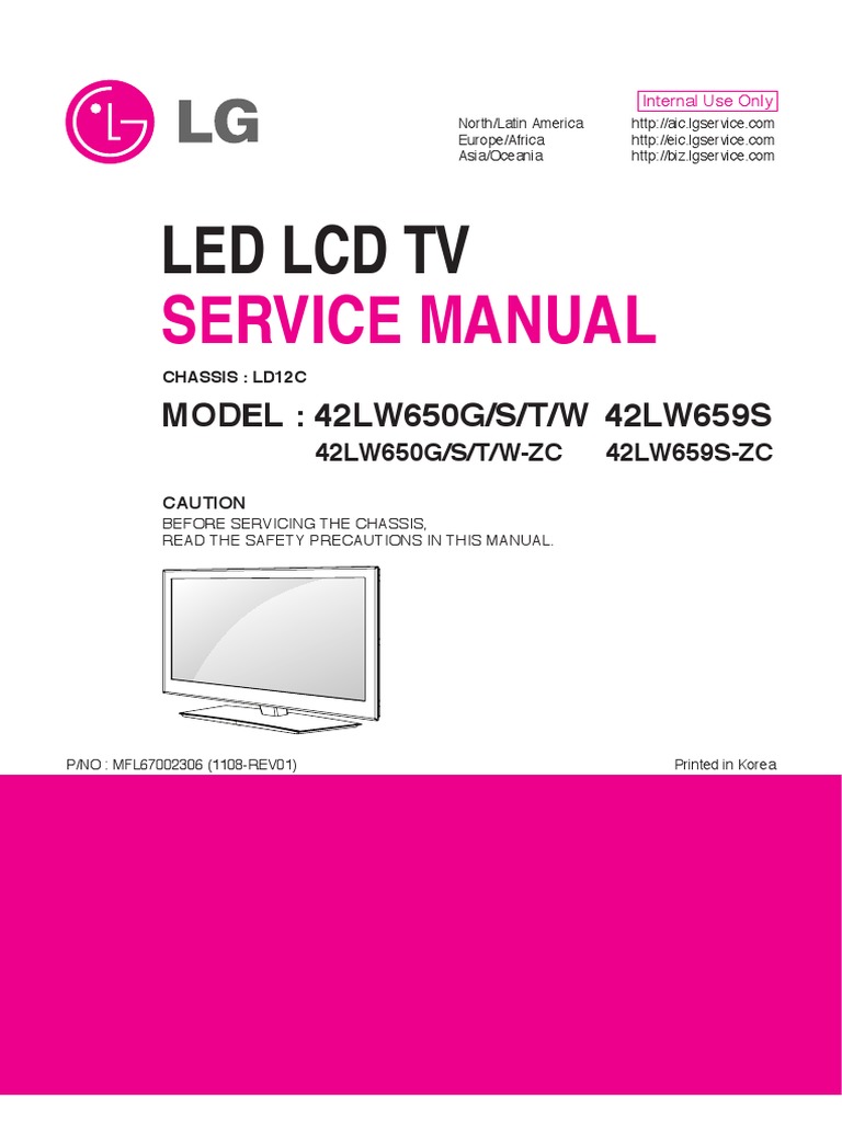 Led LCD TV: Service Manual | PDF | Resistor | High Definition Television