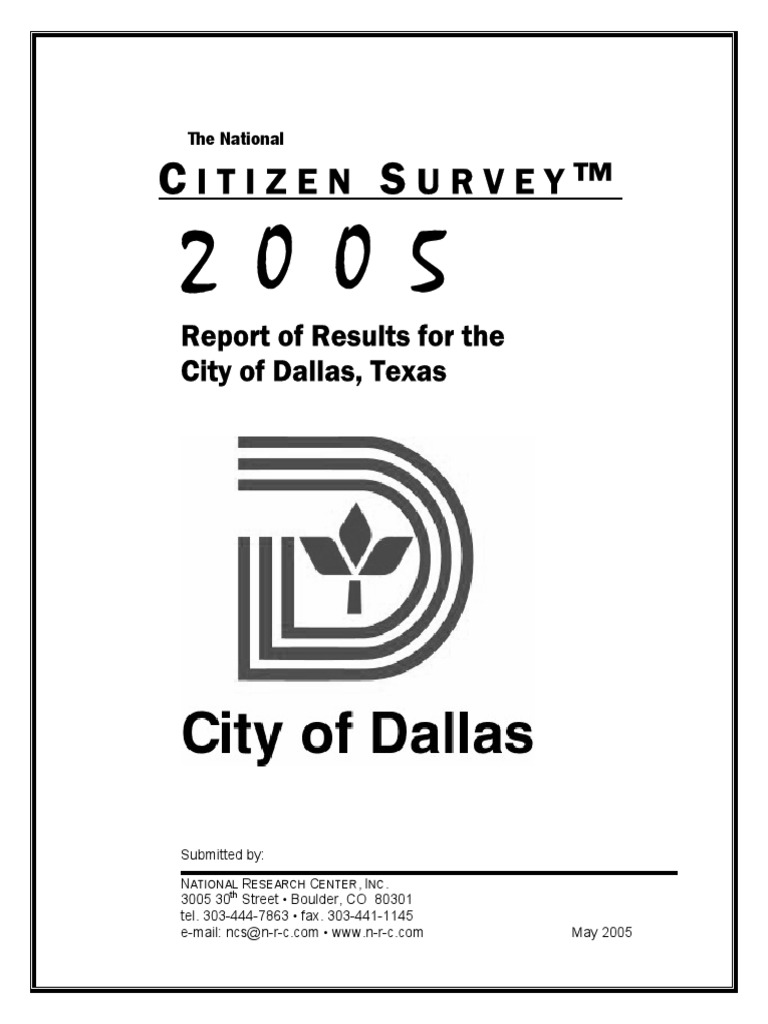 Itizen Urvey Report of Results For The City of Dallas, Texas PDF