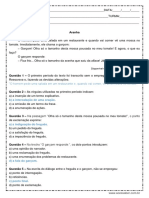 Atividade de Portugues Sinais de Pontuacao 7º Ano Respostas