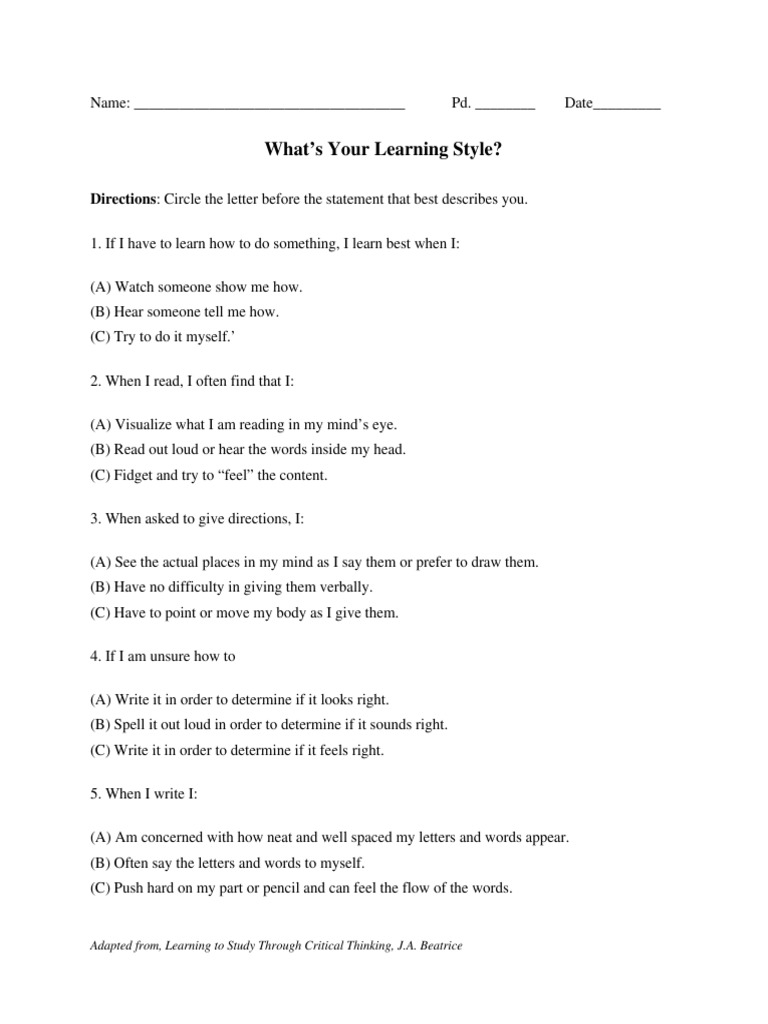 Learning Style Assessment and Strategies | PDF | Memory | Recall (Memory)