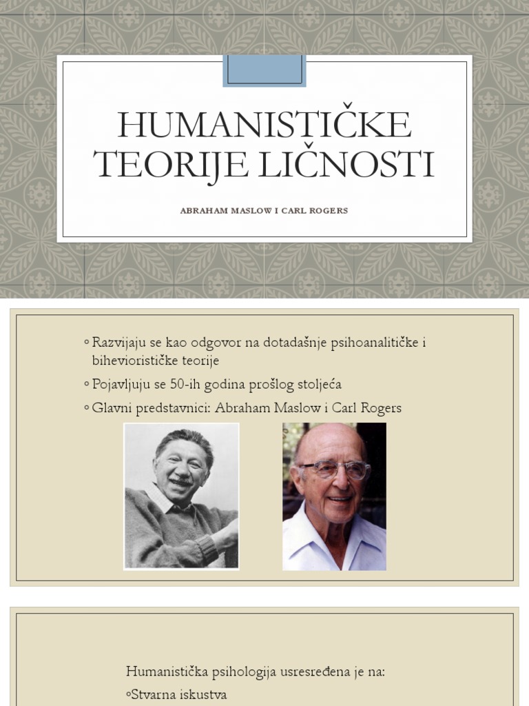 Humanističke Teorije Ličnosti | PDF