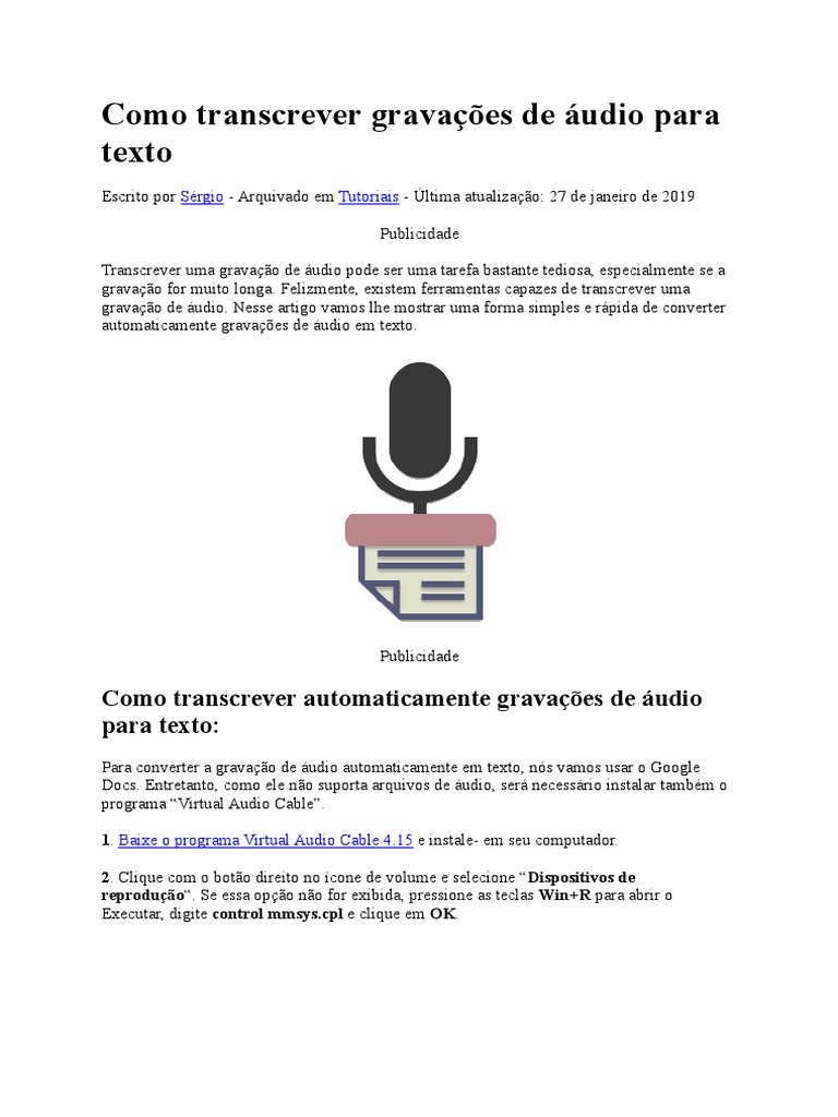 Como Transcrever Gravações De Áudio Para Texto | PDF | Janela.