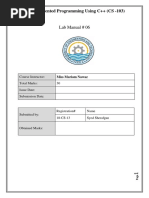 Object Oriented Programming Using C++ (CS - 103) : Lab Manual # 06