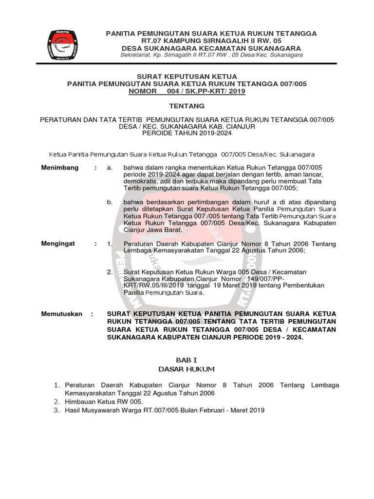 Tata Tertib Pemilihan Ketua RT | PDF