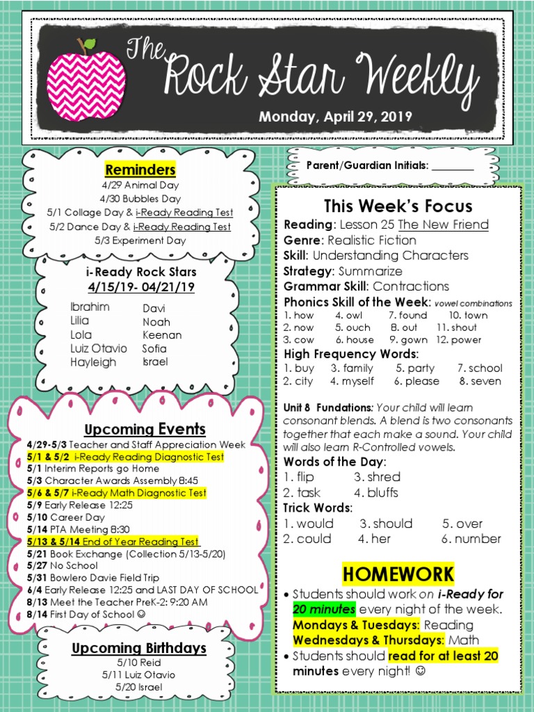 Weekly School Newsletter 4/29/19 | PDF | Education Theory | Linguistics